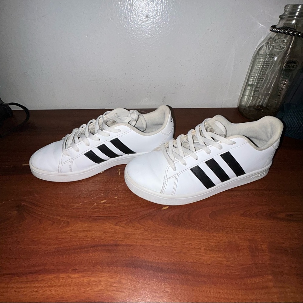 Adidas Classic White Sneakers with Black Stripes